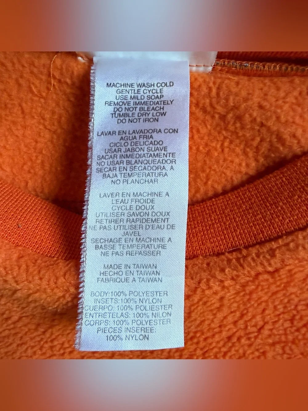 90’s Adidas Orange Fuzzy Sweatshirt Size XL with Gray Nylon Shoulders